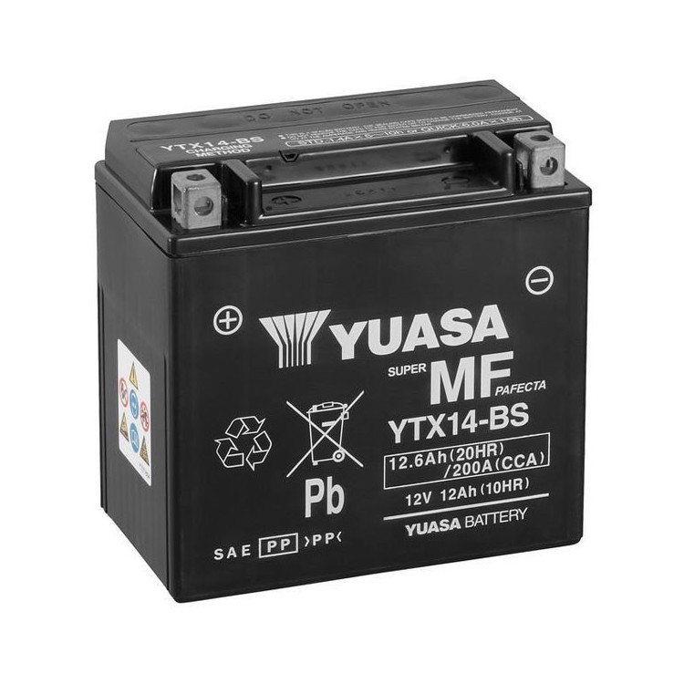 Tresor Batteria Moto 12V 12,6Ah 200A YTX14-BS, Batteria Yuasa YTX14-BS, Ricaricare Batteria Moto Yuasa